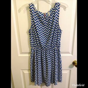 Boutique Blue and white chevron dress